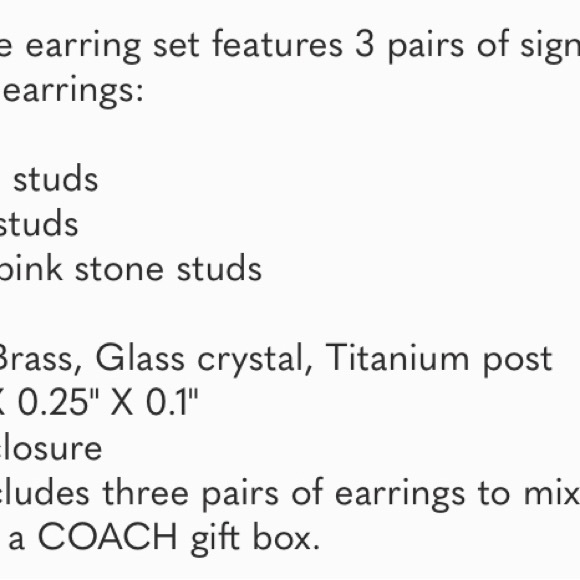 Coach C Stone Star Stud Set of 3 Earrings Set - Gold - NIB - Picture 3 of 3